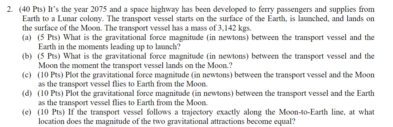 Need help making a code in MATLAB for problem c. Gravitational force