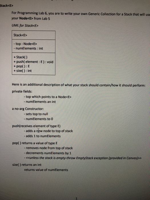  Please help the tester is attached. Stack For Programming Lab 6,
