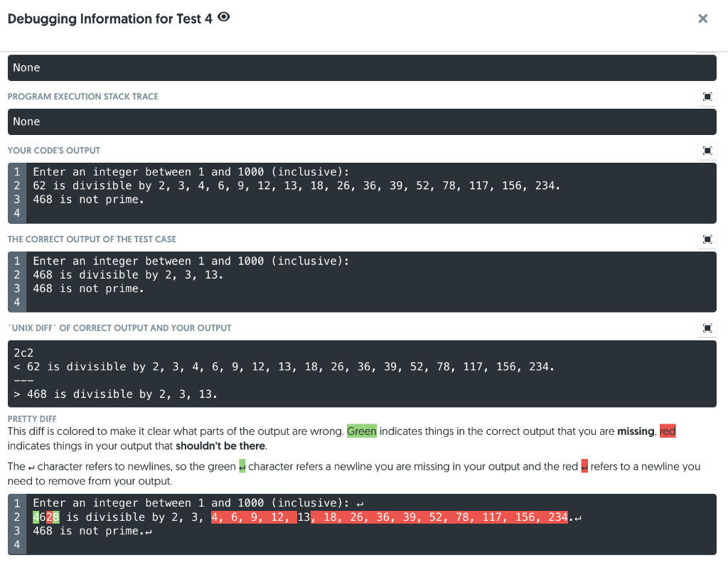 I need help passing test case 4. I have attached the screenshot