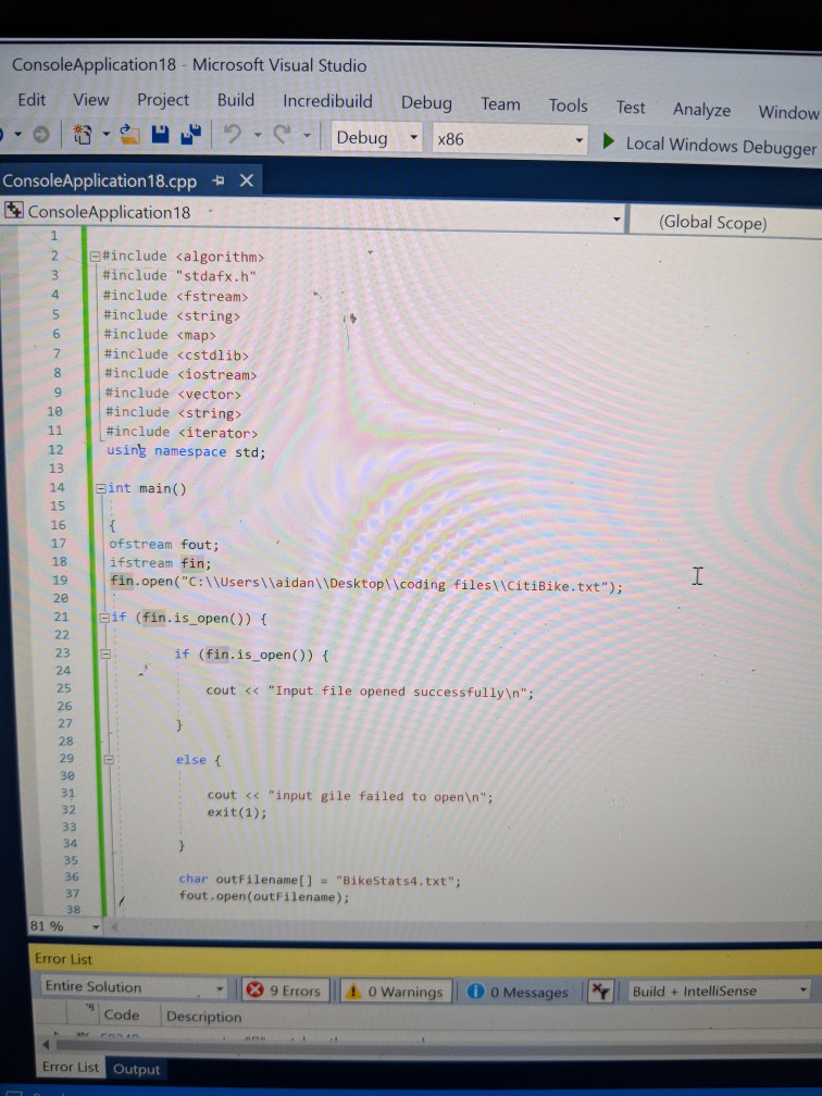 I was provided a code by my professor however when I run