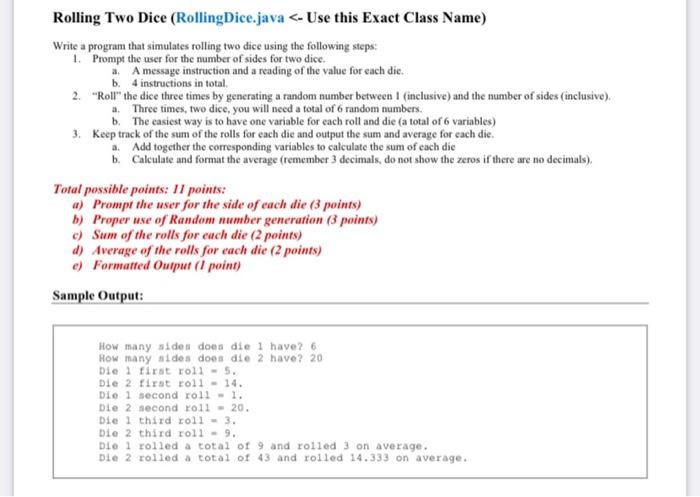  Rolling Two Dice (Rolling Dice.java