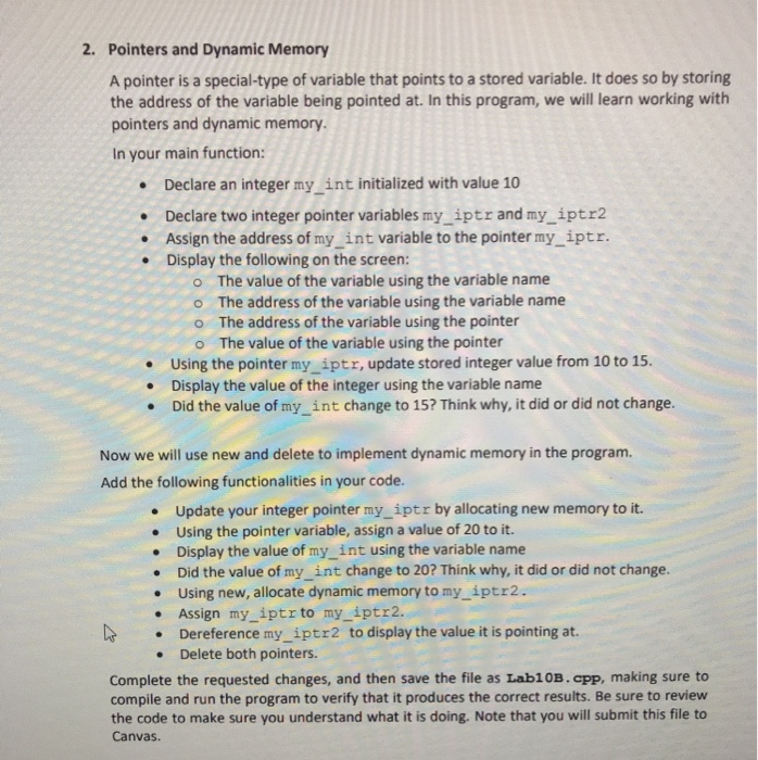 C++ code 2. Pointers and Dynamic Memory A pointer is a