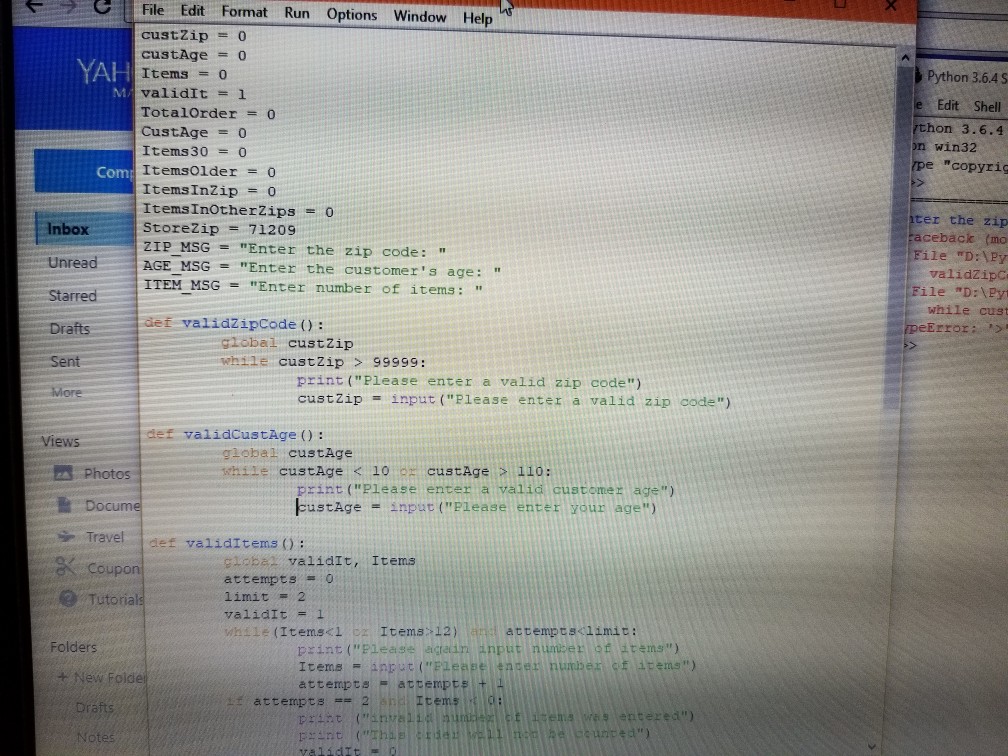 Ran Python program and got an error message. Here's the code. What
