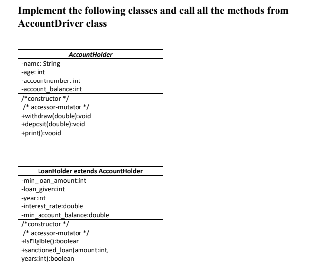  need Java code implementation of this UML within 20 minutes Implement