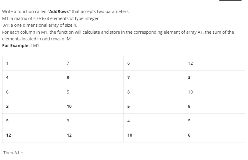 HELP WITH THIS C++ PROGRAM Write a function called "AddRows" that accepts