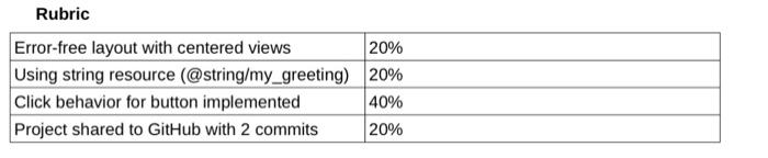 the GitHub Classroom link 1. Launch Android Studio 2. If presented with