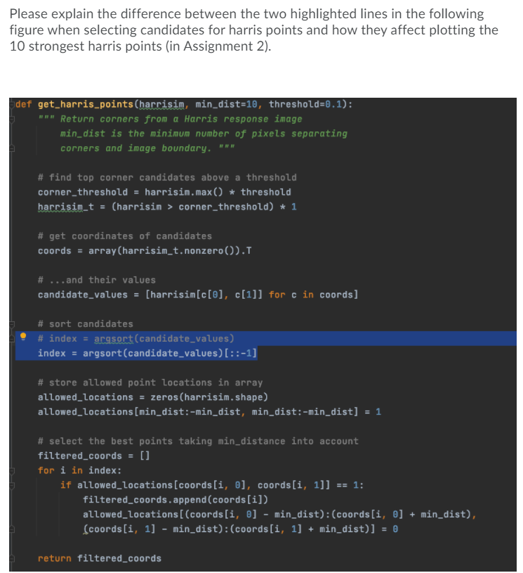 Please explain the difference between the two highlighted lines in the
