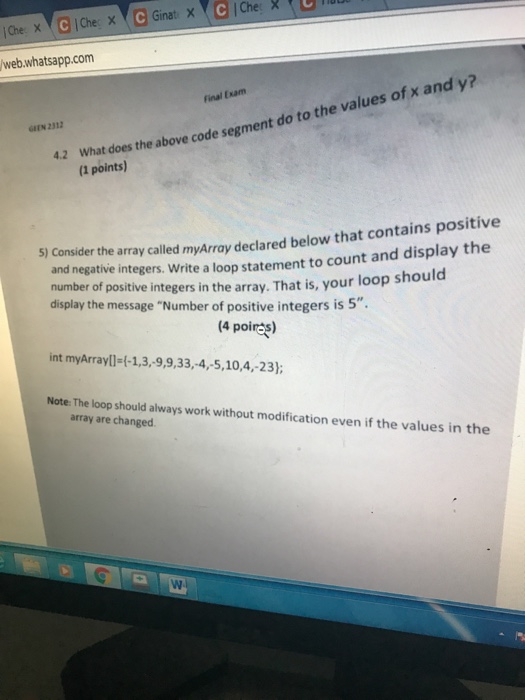  What does the above code segment do to the values of
