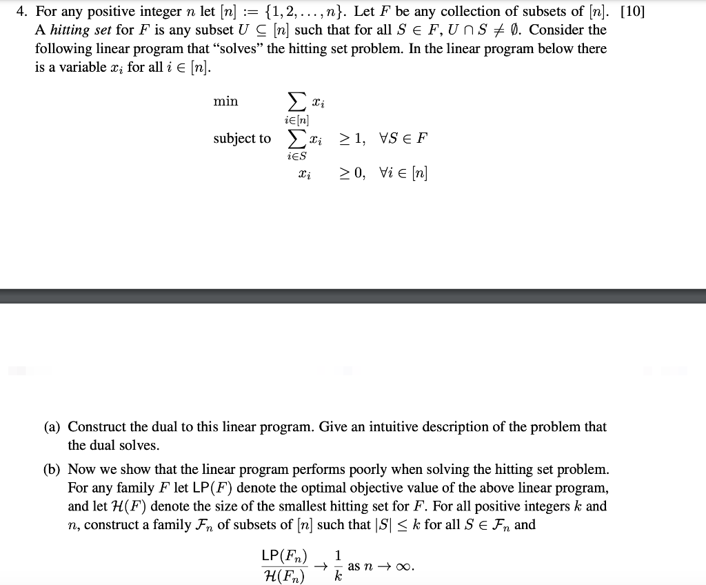  4. For any positive integer n let [n] = {1, 2,