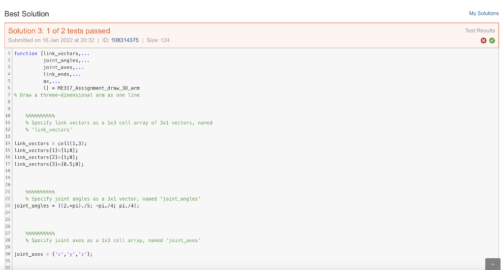 move in three-dimensional space. The arm links should be 1, 1, and
