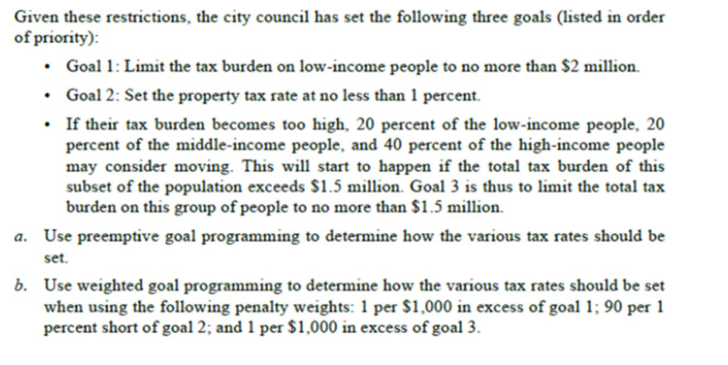 Aberdeen must determine the tax policy for the city for the coming