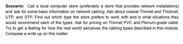 Scenario: Call a local computer store (preferably a store that provides