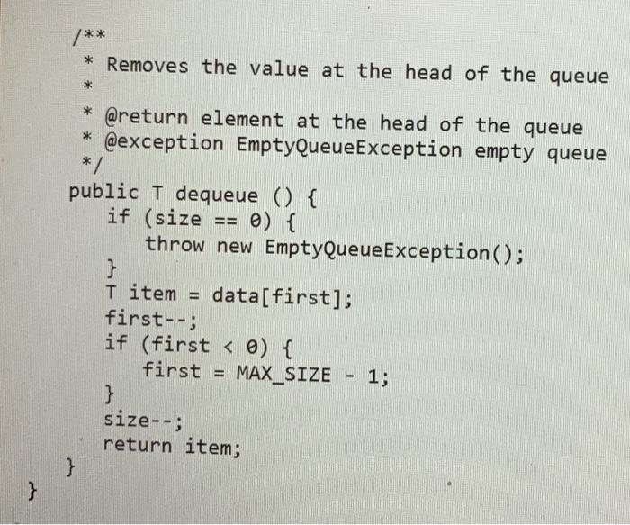 what are the logic errors in this? its a dequeue method for