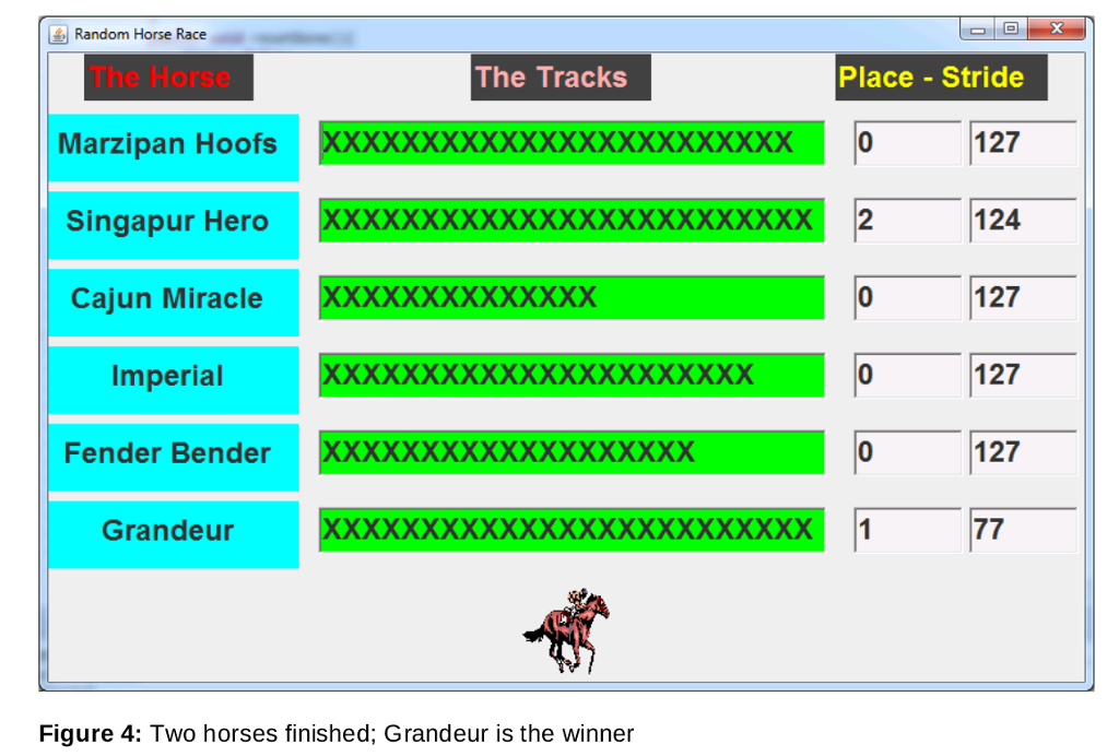 BorderLayout. The north region carries three labels with the texts as shown
