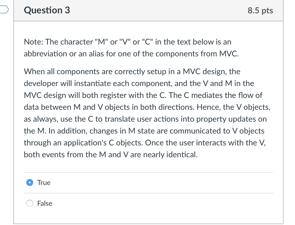 Question 3 8.5 pts Note: The character "M" or "V" or