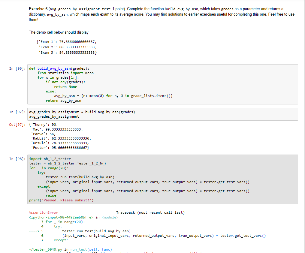 grades = [ # First line is descriptive header. Subsequent lines hold