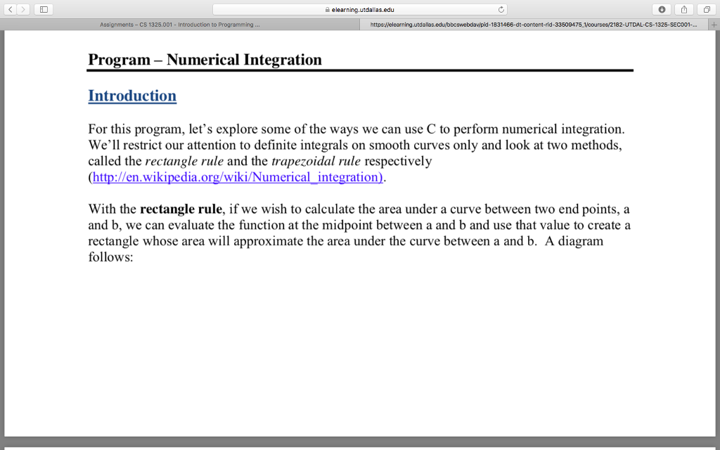 PROGRAMMING LANGUAGE IS C. Cant figure this out. Please help! elearning.utdallas.edu Assignments-
