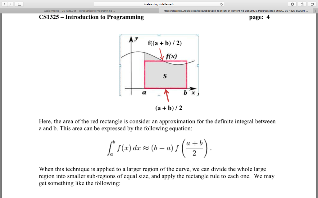 CS 1325.001-Introduction to Programming 1831466-dt-content-rid-33509475. 1Vcours es/2182-UTDAL-CS-1325-SECO01-..+ Program - Numerical Integration Introduction