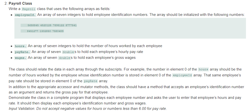 java programming. Please solve with array and arraylist class method. Must include