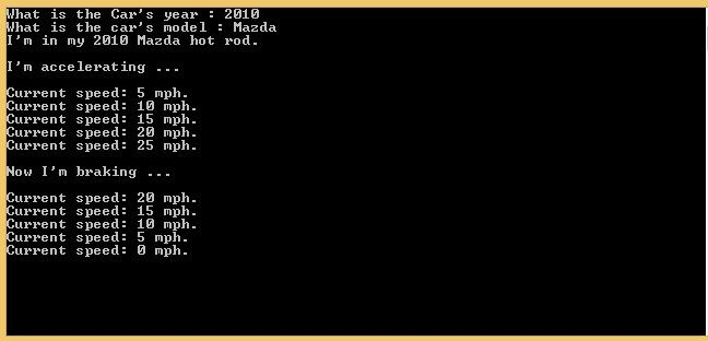 Write a program in a cpp file called Car_LastNameFirstName.cpp a class named