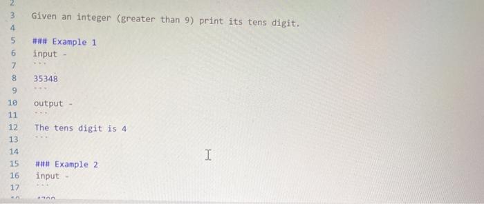 Please write code in python that follows statement 3 4 Given an
