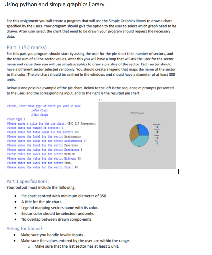  Using python 3 and simple graphics : For this assignment you