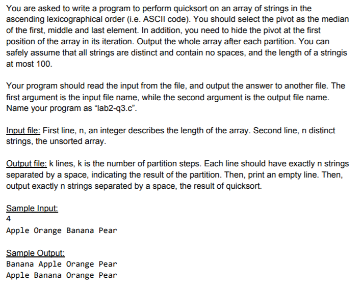 C program required. You are asked to write a program to perform