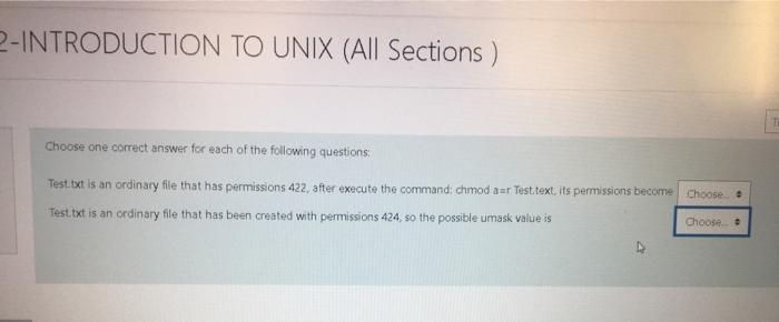  2-INTRODUCTION TO UNIX (All Sections ) Choose one correct answer for