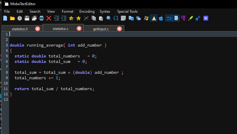 file This is Statistics.c file This is Statistics.h file Modify the output