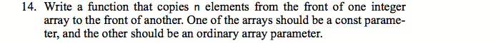 C++ Write a function that copies n elements from the front of