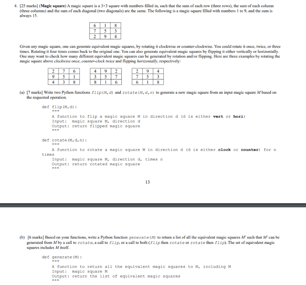 Include the following statements in your .py file for testing. M
