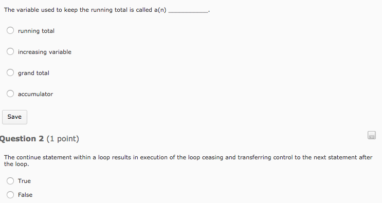 The variable used to keep the running total is called a(n)