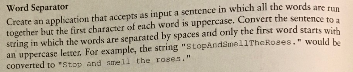 VISUAL C# Create an application that accepts as input a sentence in