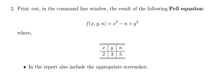  Help with this question 2 Print out, in the command line