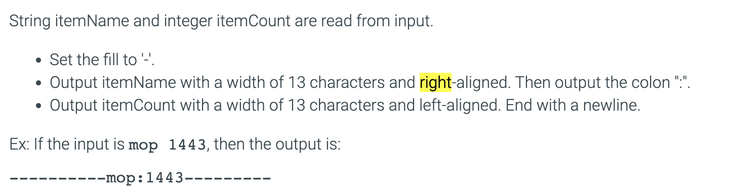  String itemName and integer itemCount are read from input. - Set