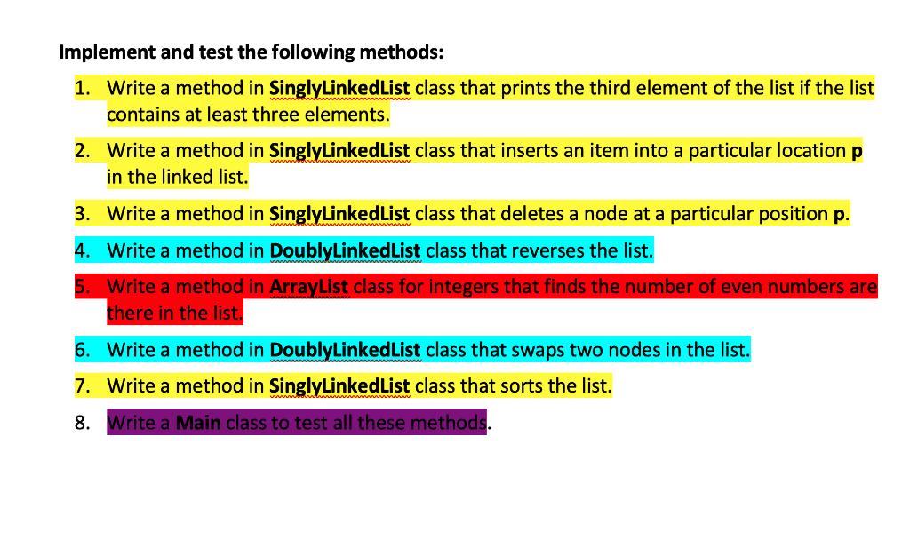  create 3 classes main project contains classes: 1- singly linked 2-