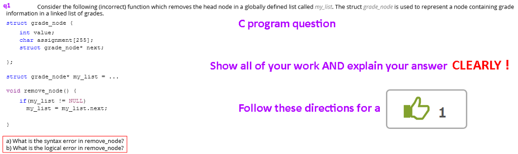 C programming help! Answer in an easy-to-read manner!: q1 Consider the following