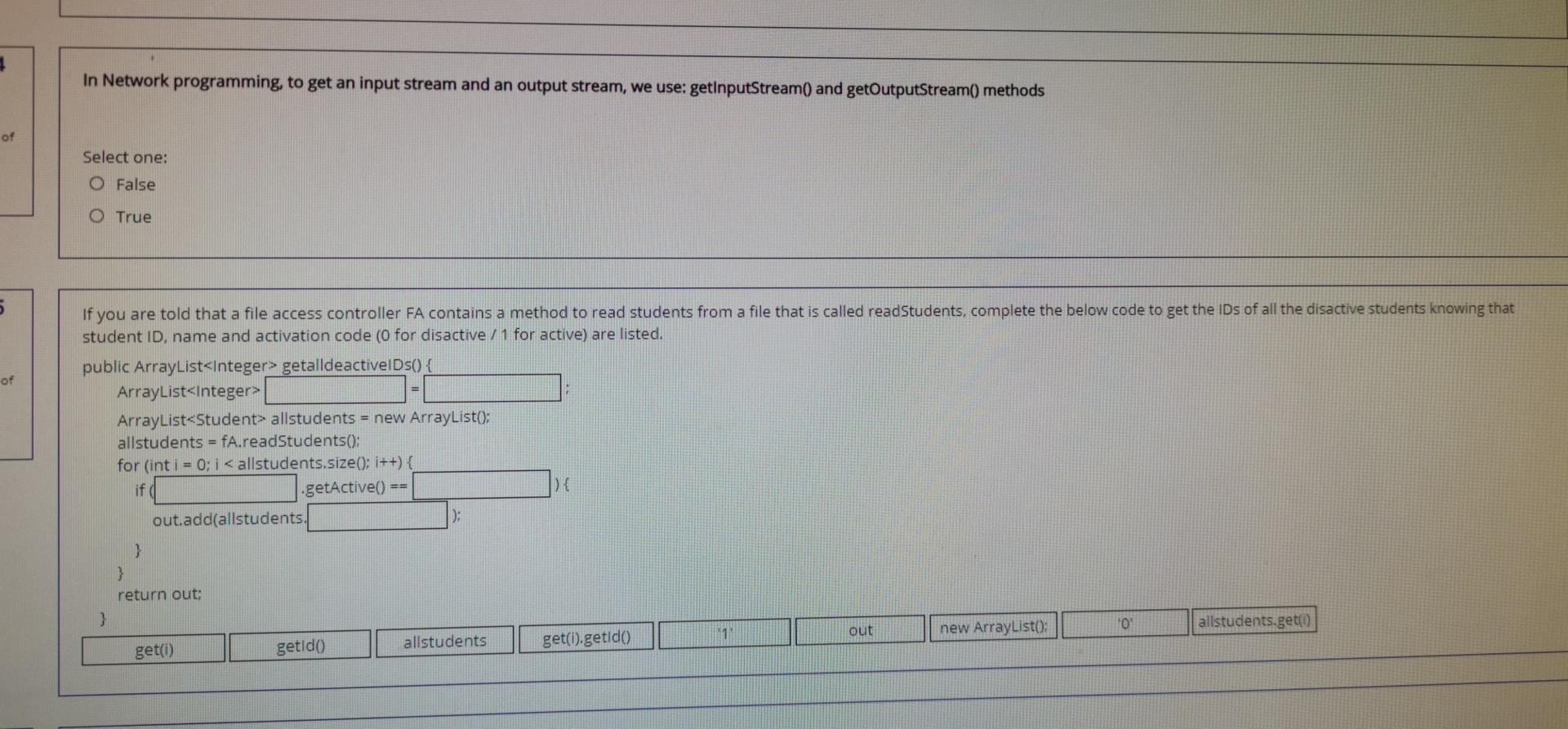  1 In Network programming, to get an input stream and an