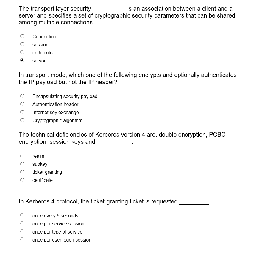 The transport layer security is an association between a client and