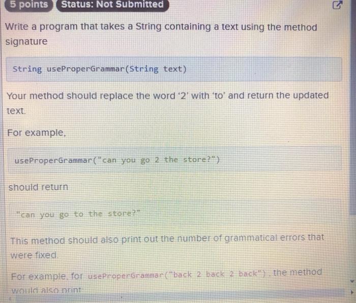  What is the coding fo fix this error? 5 points Status: