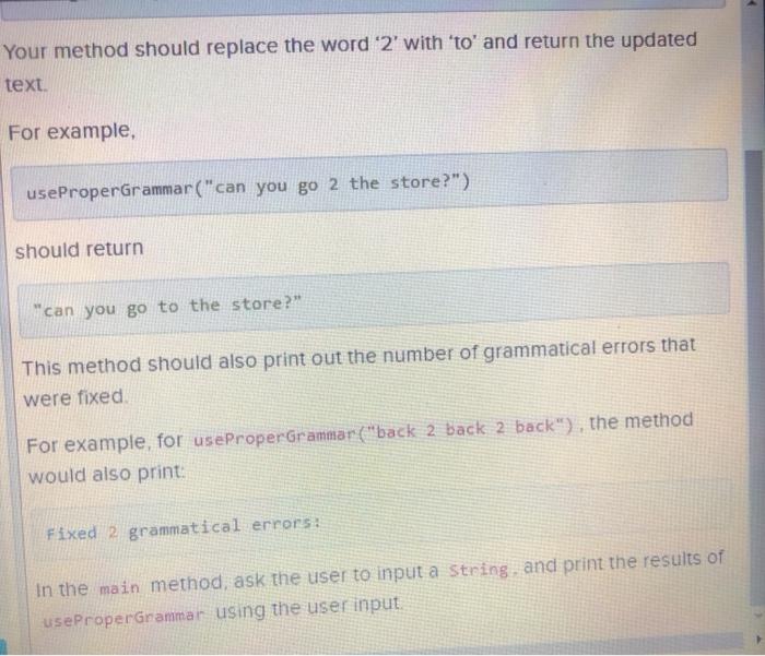 Not Submitted Write a program that takes a String containing a text