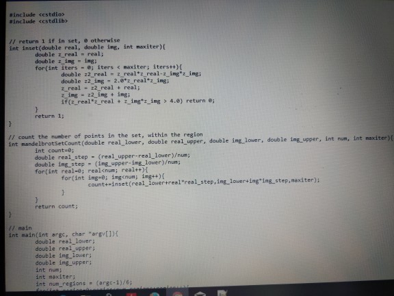 A sequential algorithm for computing the number of points in the Mandelbrot