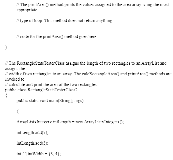 the following starter code. Use the comments and the code provided to