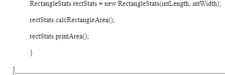 complete the constructor and two methods in the RectangleStats class. import java.util.ArrayList;
