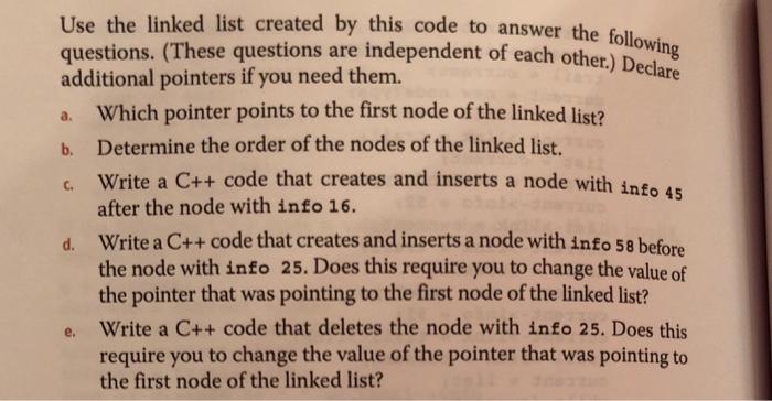 class. 1. Assume that the node of a linked list is in