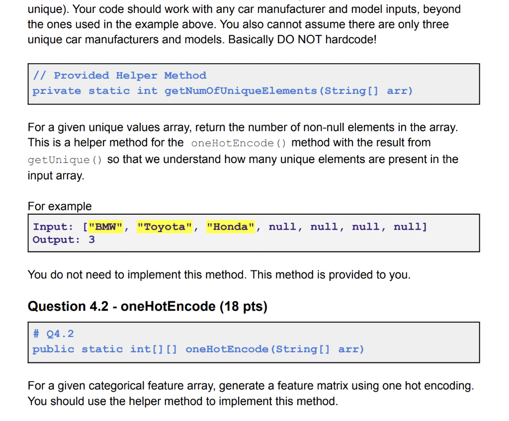 and one helper method. Please show the required output and more if