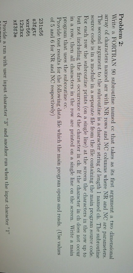  both the subroutine and the main program are required Problem 2: