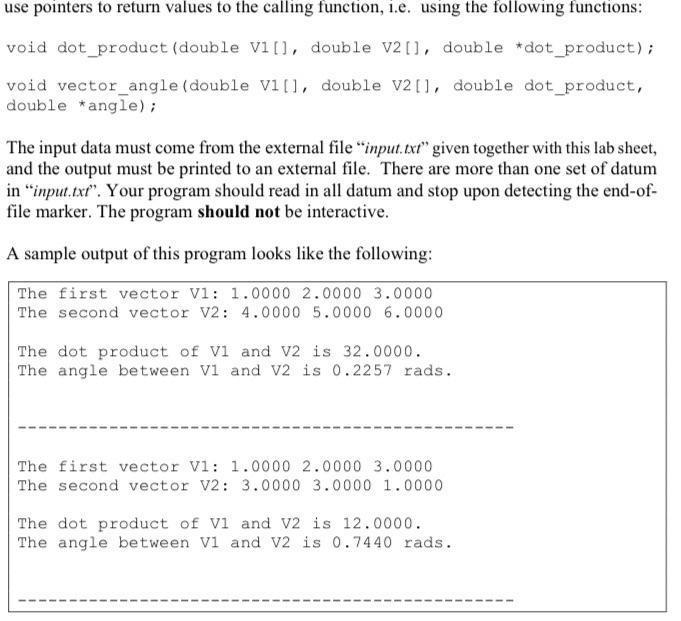 c++ use pointers to return values to the calling function, 1.e. using