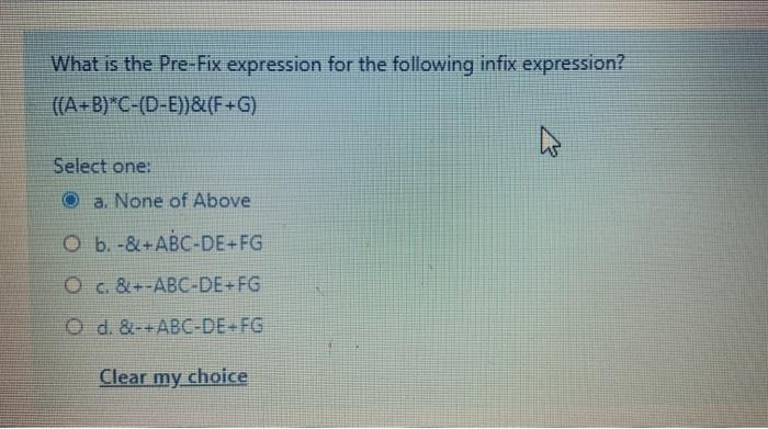 what is answer pls ??? What is the Pre-Fix expression for the