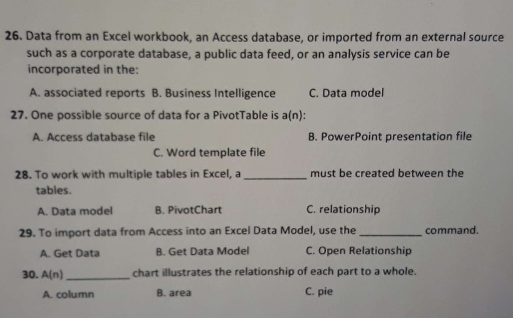 Data from an Excel workbook, an Access database, or imported from